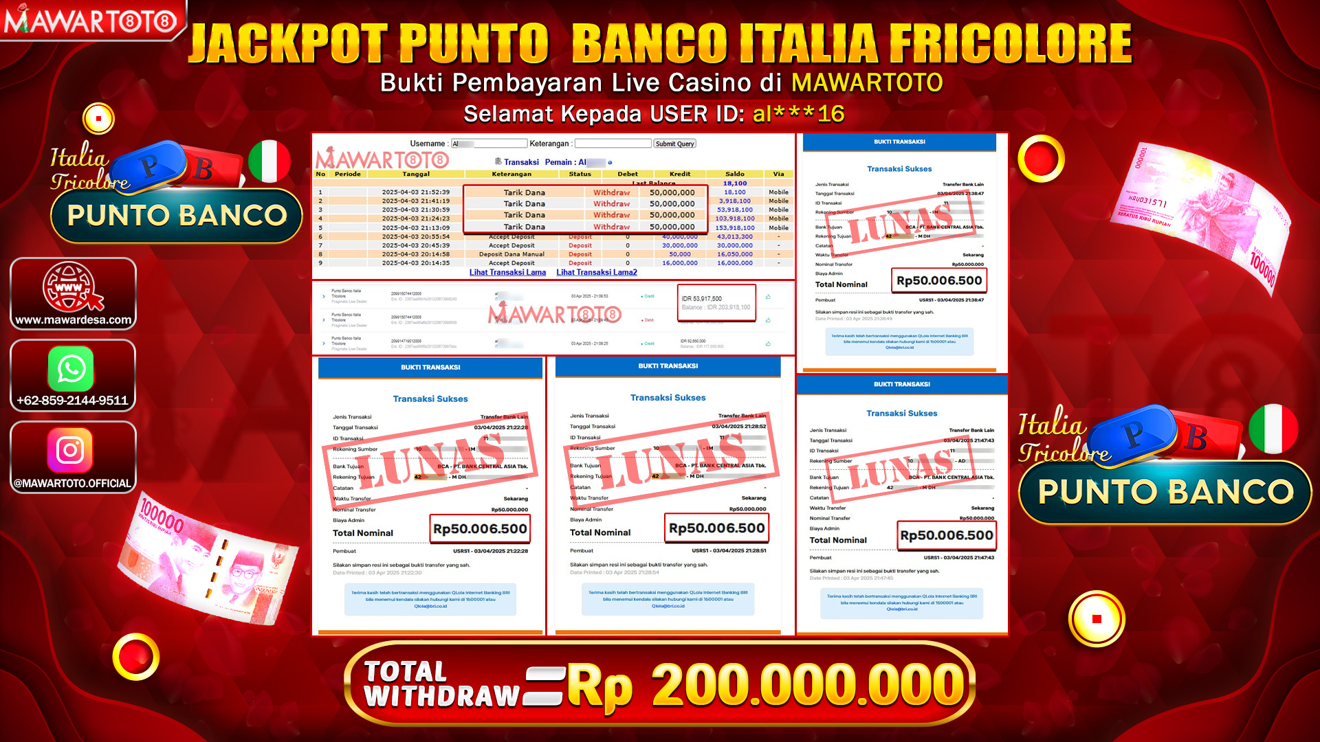 JACKPOT PUNTO BANCO ITALIA FRICOLORE