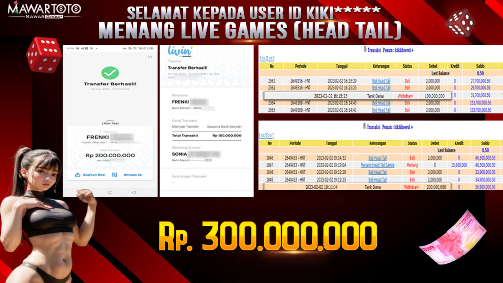 JP HEAD AND TAIL Rp 300.000.000